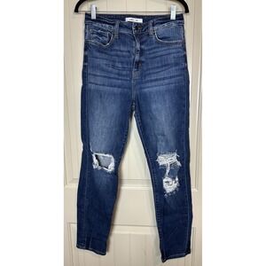 Willow & Root The Mom Fit‎ Ultra High Rise distressed stretch jeans sz 29